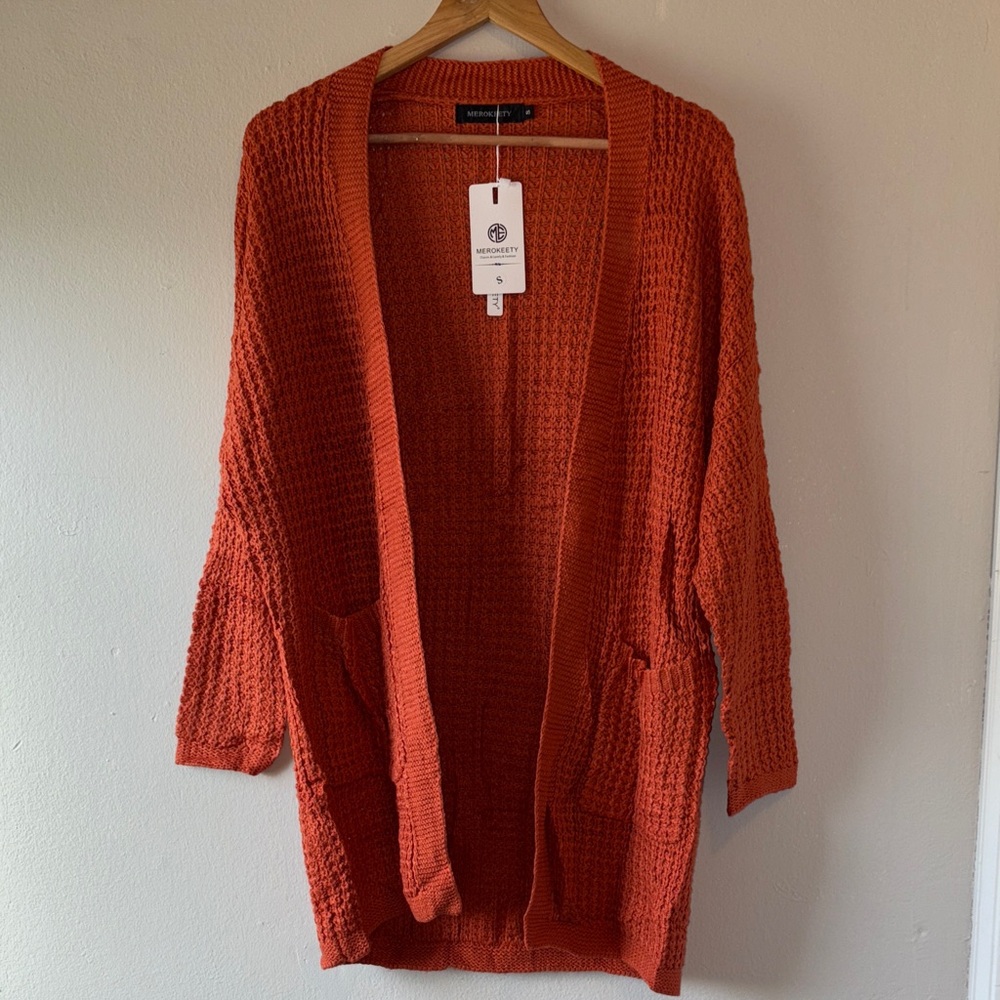 NWT Merokeety Rust Orange Cardigan
